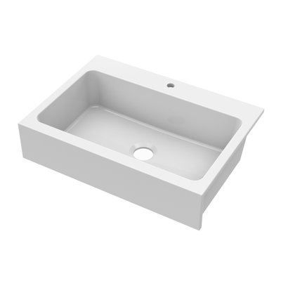 Évier de cuisine encastré à simple cuve 34 po avec 1 trou en céramique argile réfractaire et évier de cuisine rectangulaire Nuie Nuie - 34 x 24 x 9 po (blanc)
