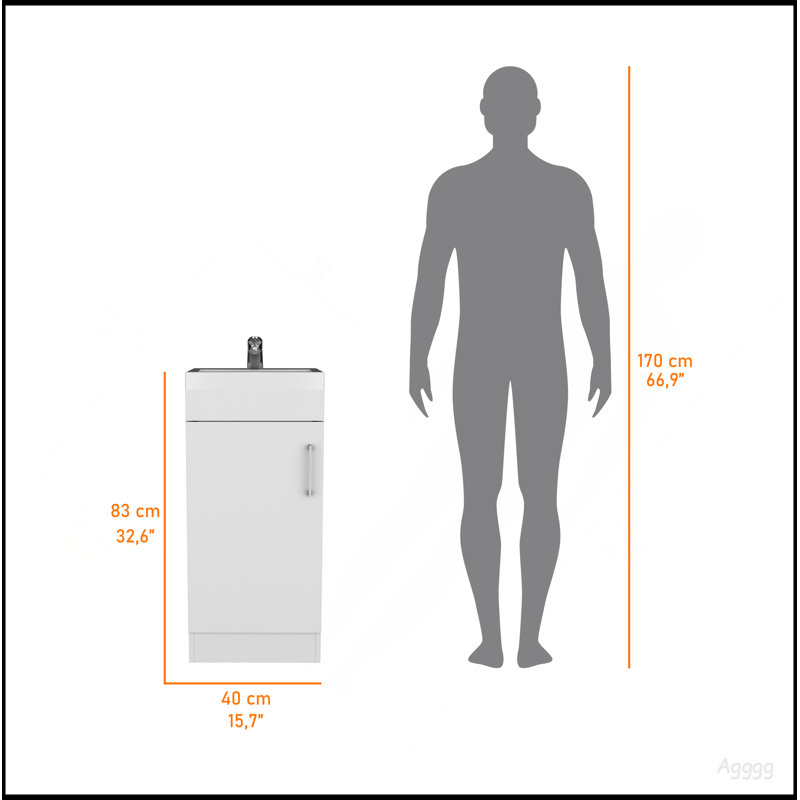 Meuble-lavabo en mélamine avec 1 porte Madrid