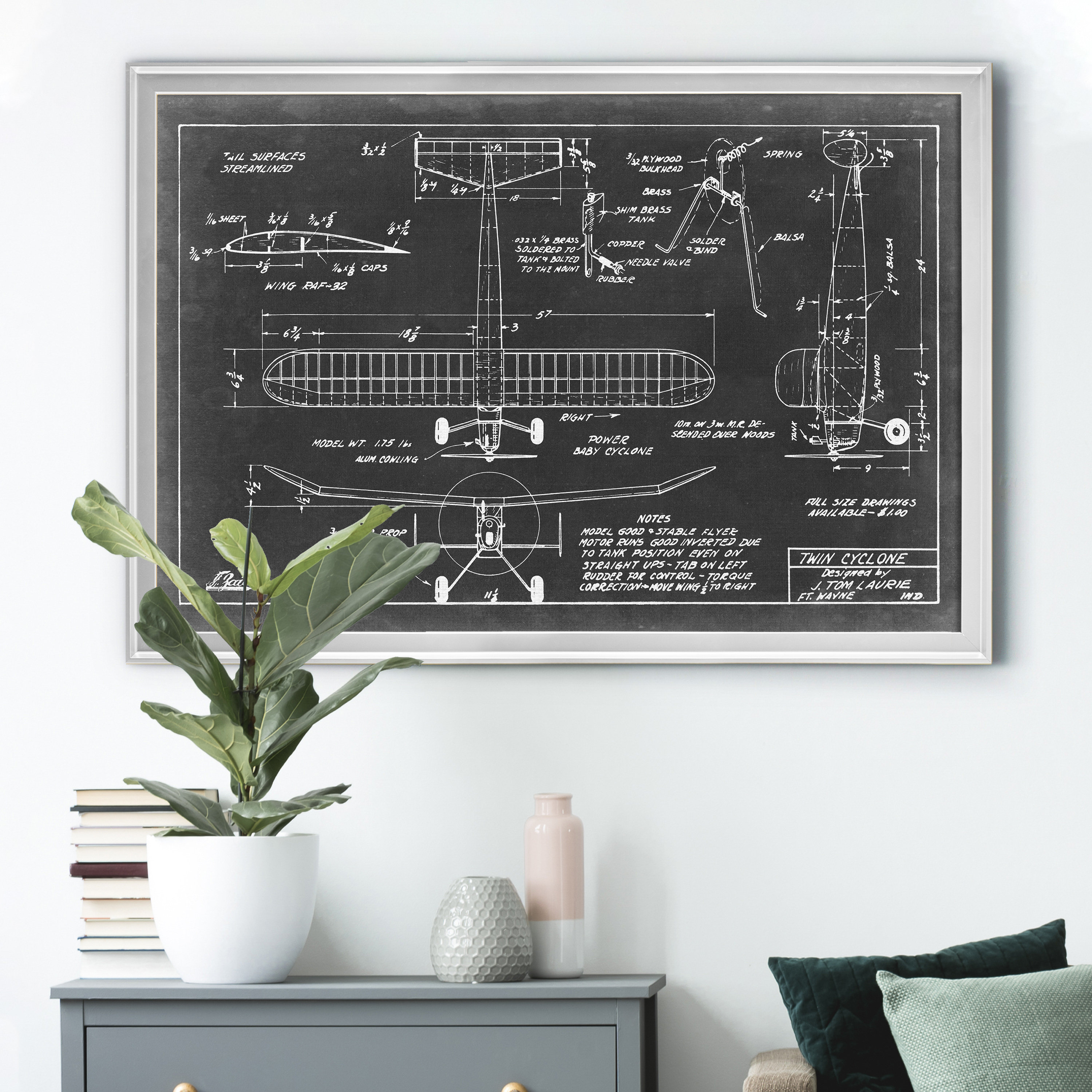 Williston Forge 'Aeronautic Blueprint VII' - Picture Frame Graphic Art ...