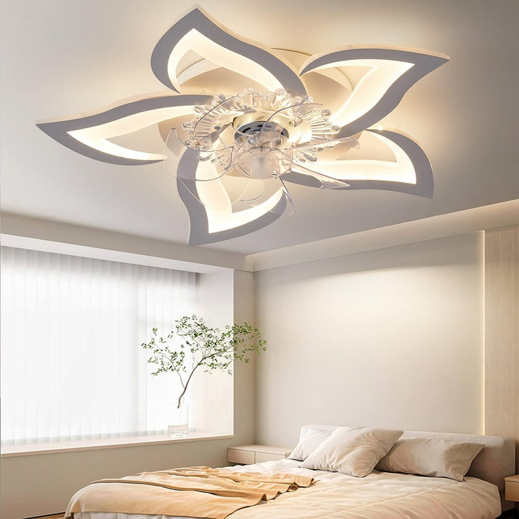 31 Ceiling Fan with Light,66W Dimmable Ceiling Fan 3 Color 6 Speed with  Light Remote Control，Low Profile Ceiling Fan with Light for Bedroom Living