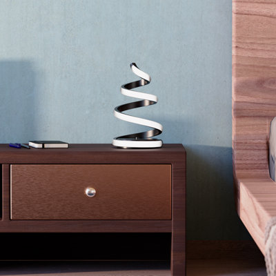 Spiral 12W LED Table Lamp 16" - 3000K Warm White - Touch Dimming in Matte Black