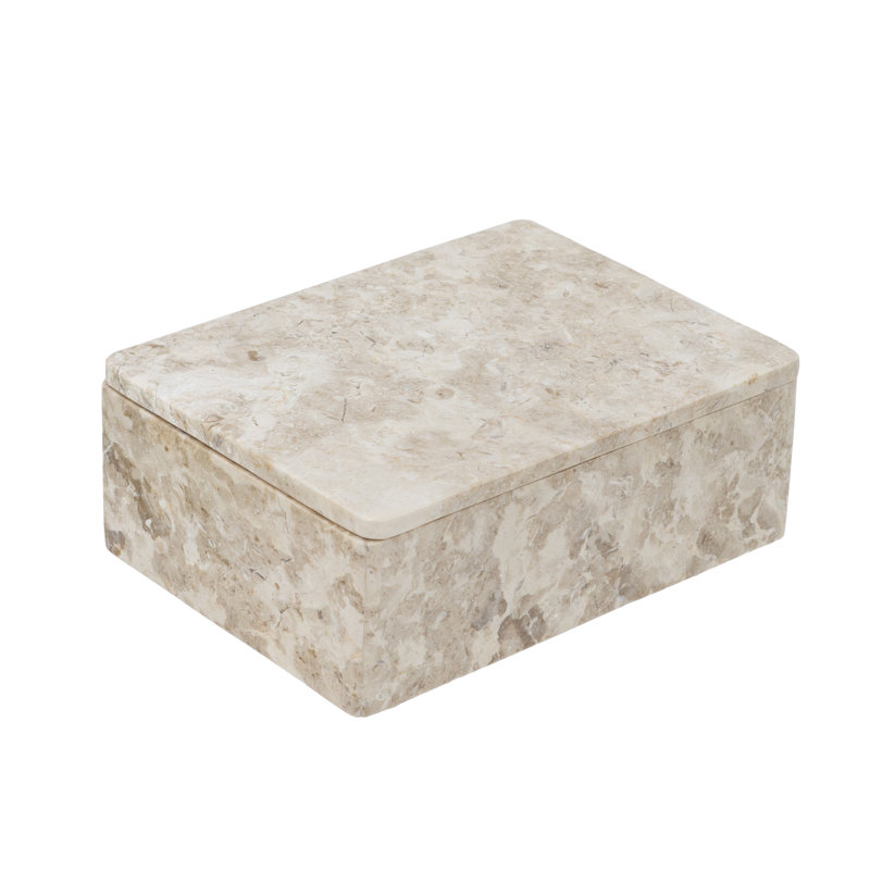 6x3x4" Rectangular Marble Storage Box With Natural Cream Finish