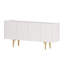 Console moderne, blanche et dorée, 59,1 po x 29,5 po x 15,7 po | 100% panneau de particules enduit de mélamine, antibactérien | Design élégant, parfait pour le vestibule ou le salon, assemblage requis, élégant et fonctionnel