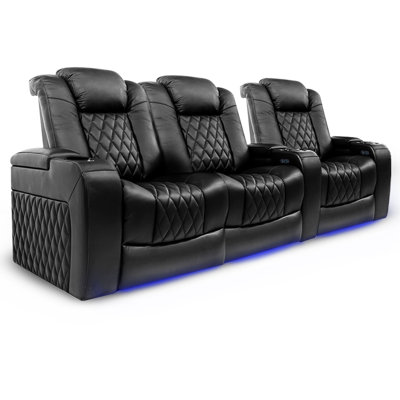 Upholstered Home Theater Seating with Cup Holder
