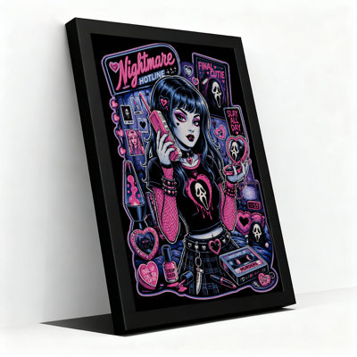 Art gothique sur toile, "Goth Girl with Neon"
