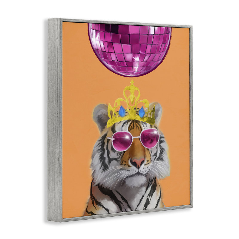 Tigre disco avec couronne, estampe numérique par Elizabeth Medley, Estampe numérique Farmhouse, H 14 po x l 11 po