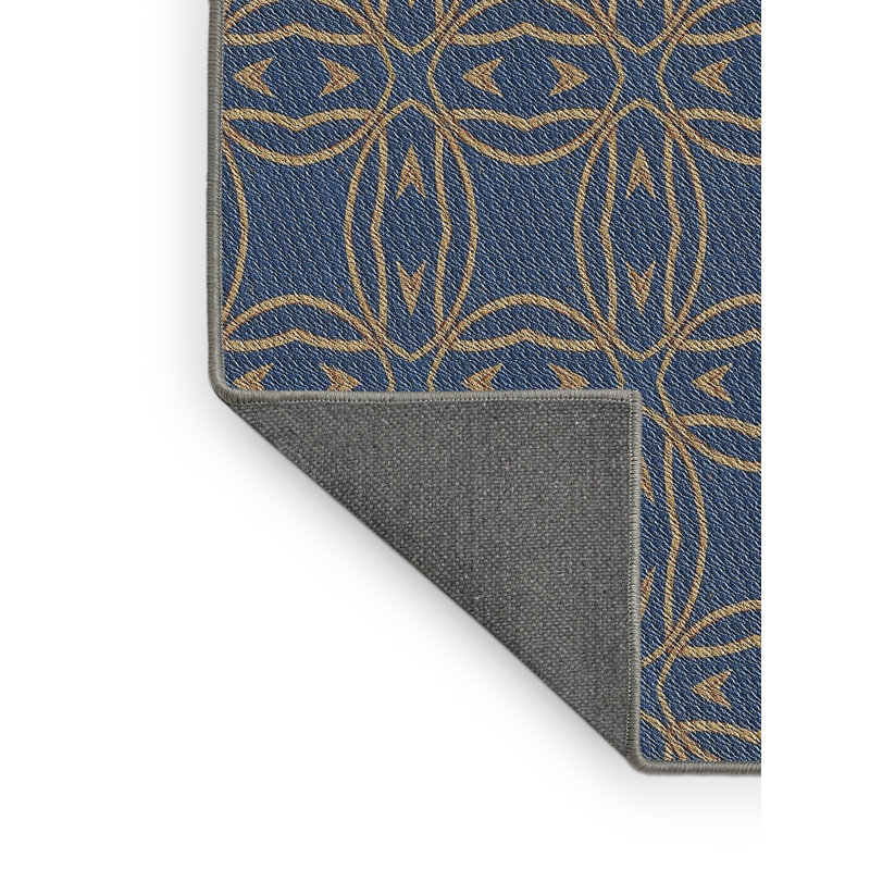 Tapis bleu marine/jaune à motifs Bilbo, Rectangle 5 pi x 7 pi