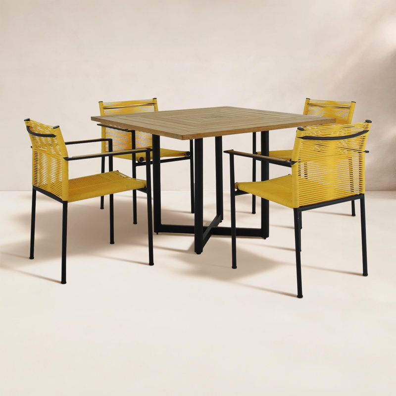 Woodbridge 4 - Person Patio Dining Set with Square Table, Yellow