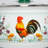 Colander with Vintage Country Style Pattern Enamel Belly Deep Stock Pot with Glass Lid