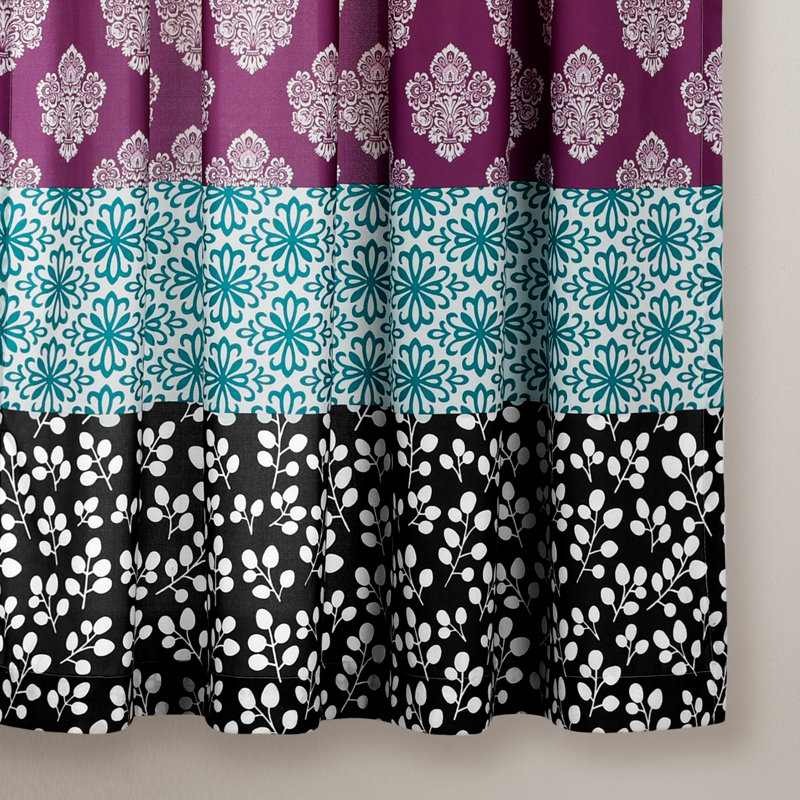 Paire de rideaux transparents avec passe-tringle Bohemian, Fuchsia / orange