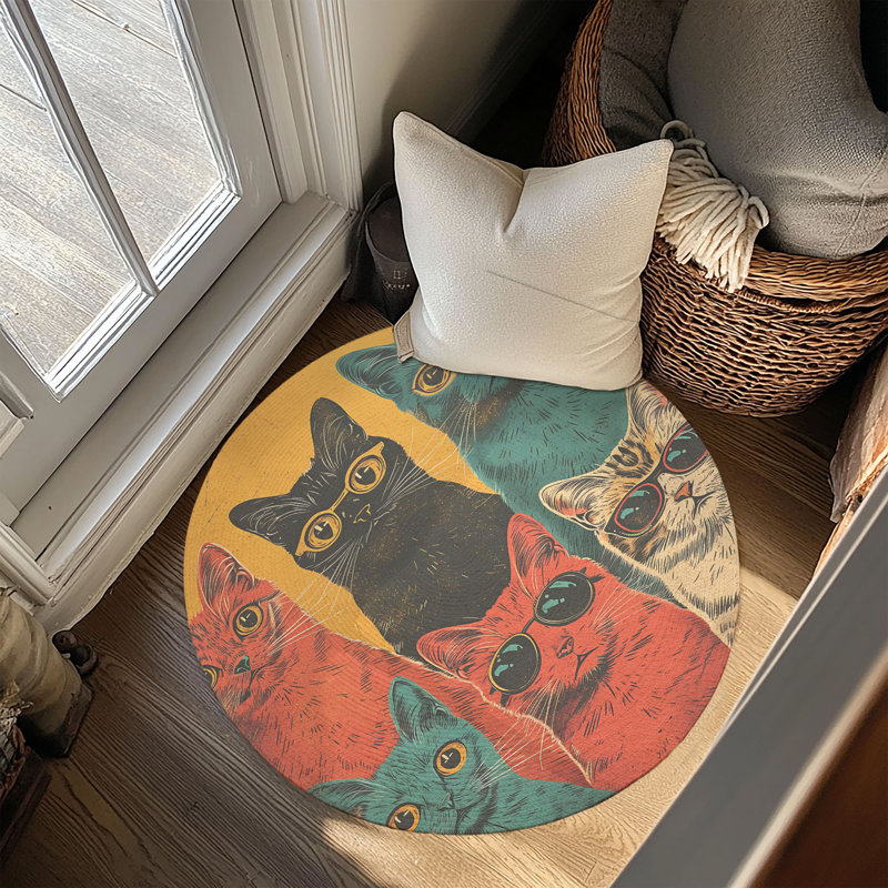 Keynan Animal Print Indoor Rug, Round 5'
