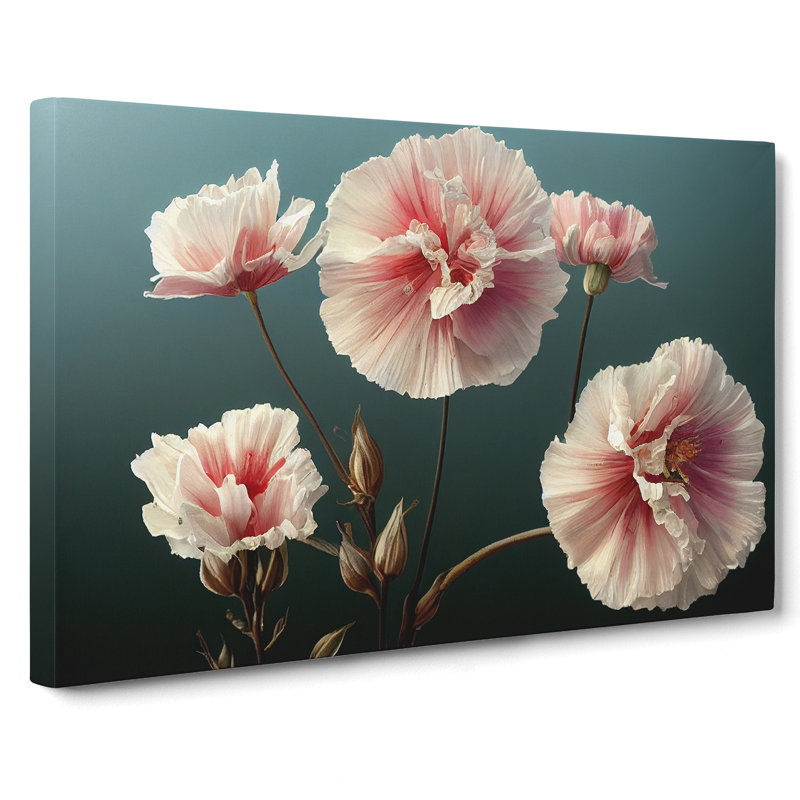 Peaceful Carnation Flowers - Wrapped Canvas, 40cm H x 60cm W x 3cm D