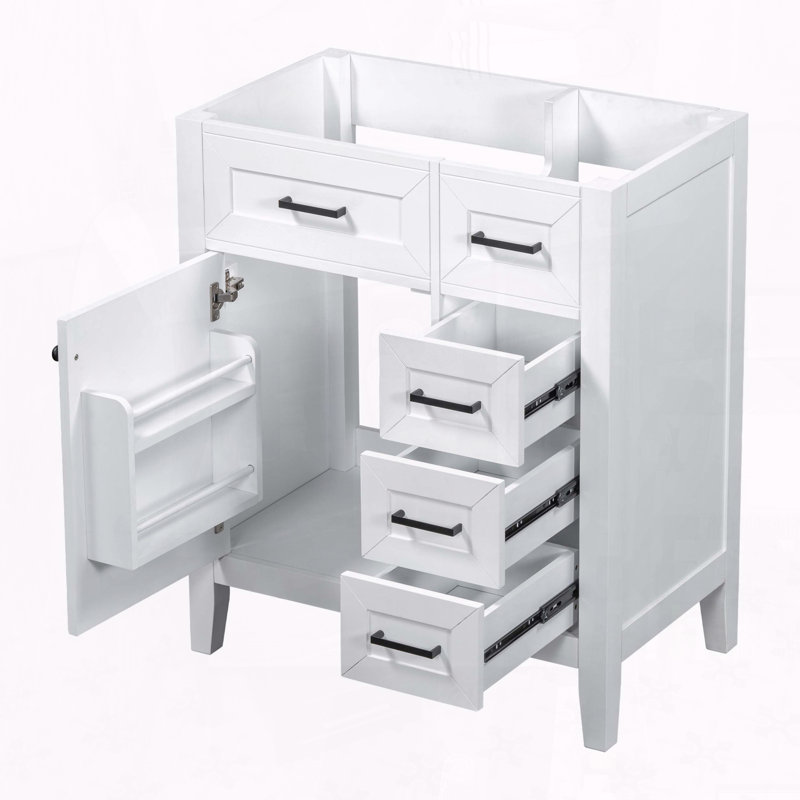 Base de meuble-lavabo sur pied 30 "avec tablette de porte et tiroirs, White