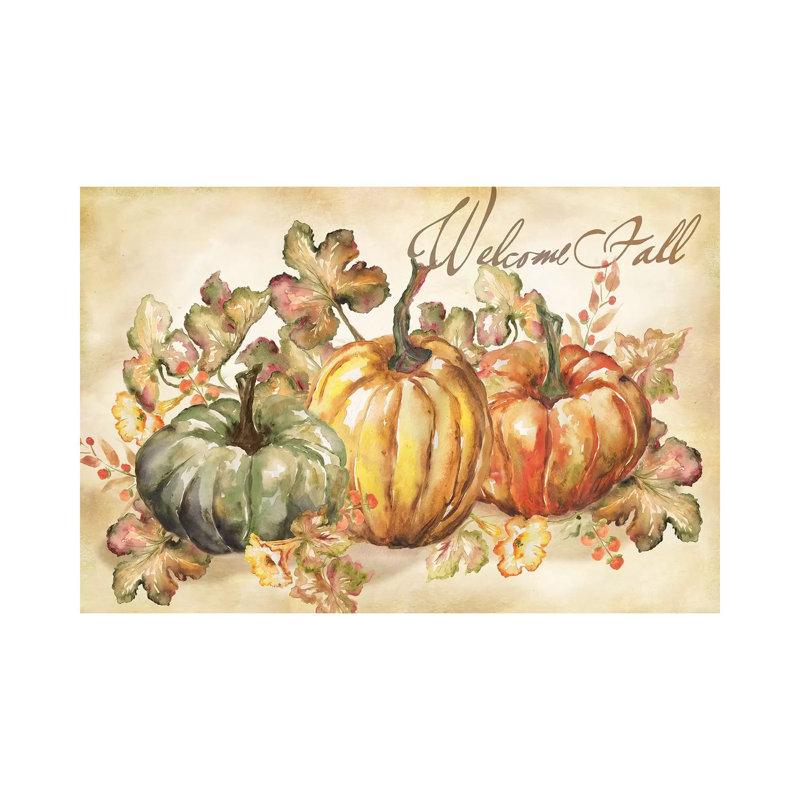 «Watercolor Harvest Welcome Fall» par Tre Sorelle Studios - impression, H 26 po x l 40 po x 1,5 po, Toile tendue, Aucun mat