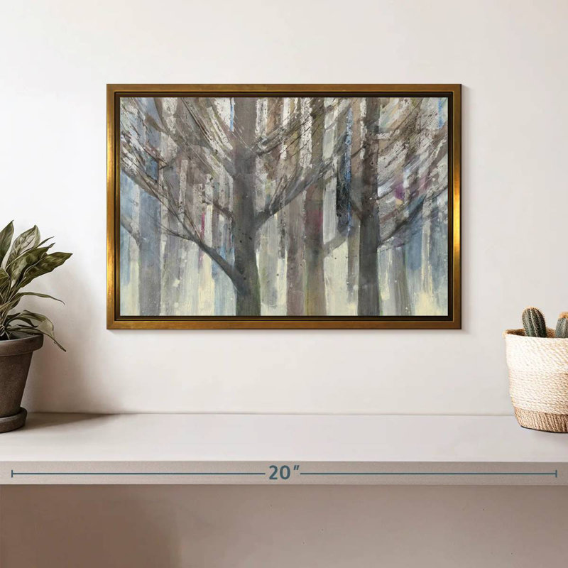 Lumière forêt, Cadre flottant doré, 13 po x 9 po