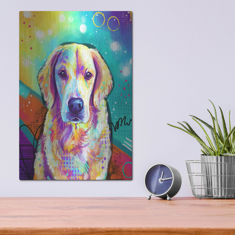 Art mural en métal Winston Porter «Pop Art Golden Retriever 3» par Furbaby Affiliates, H 16 po x l 12 po