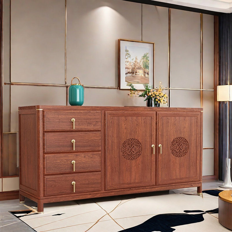 Buffet en bois massif de style chinois, Rouge