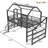 House Loft Bed With Slide And Stairs, Metal Playhouse Bed With Storage Shelves, House-Shaped Roof And Noise-Free Design-850756497-850756496
