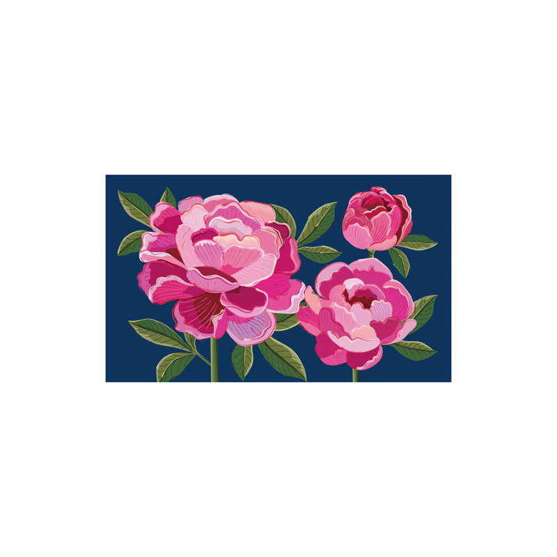 Tapis intérieur / extérieur lavable Peony Garden Welcome