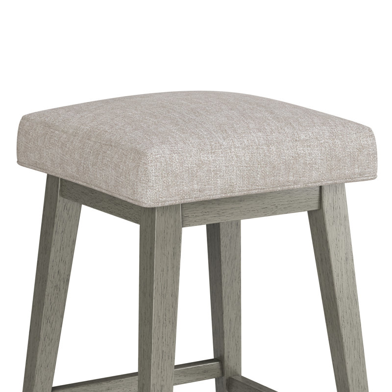 Tabouret pivotant carré en bois et à hauteur réglable Dorreen, Gruau, Gris délavé