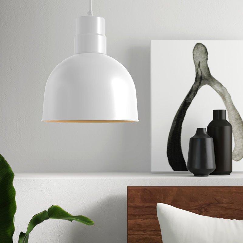 Dhrampla 1 - Light RLM Single Dome Pendant, White, 11.5" H x 12" W x 12" D