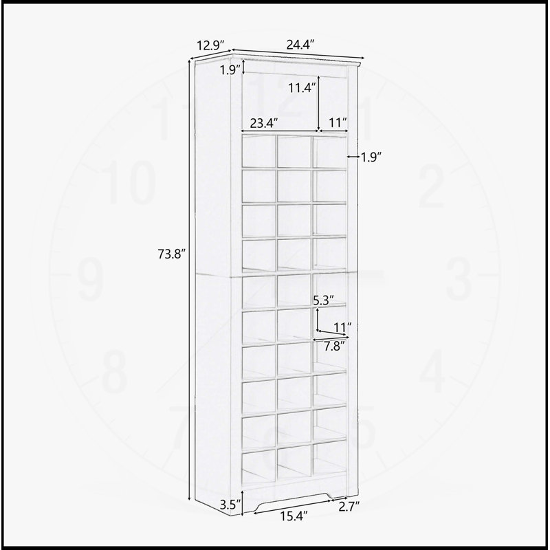 Console stylisée à 30 casiers, armoire à chaussures contemporaine avec plusieurs capacités de rangement, armoire haute autoportante pour le couloir et la chambre à coucher