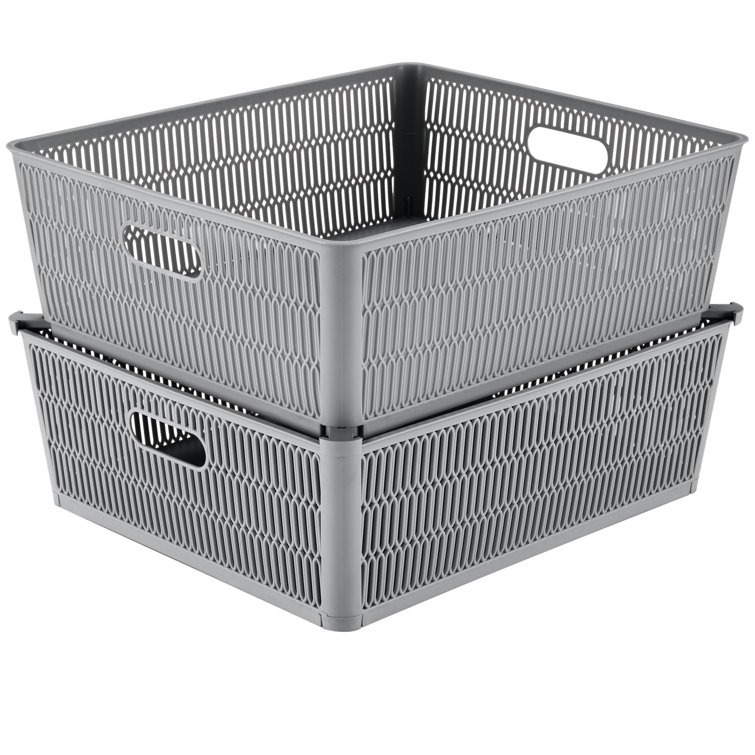 Small Plastic Storage Baskets, Gray (Set of 10) Rebrilliant