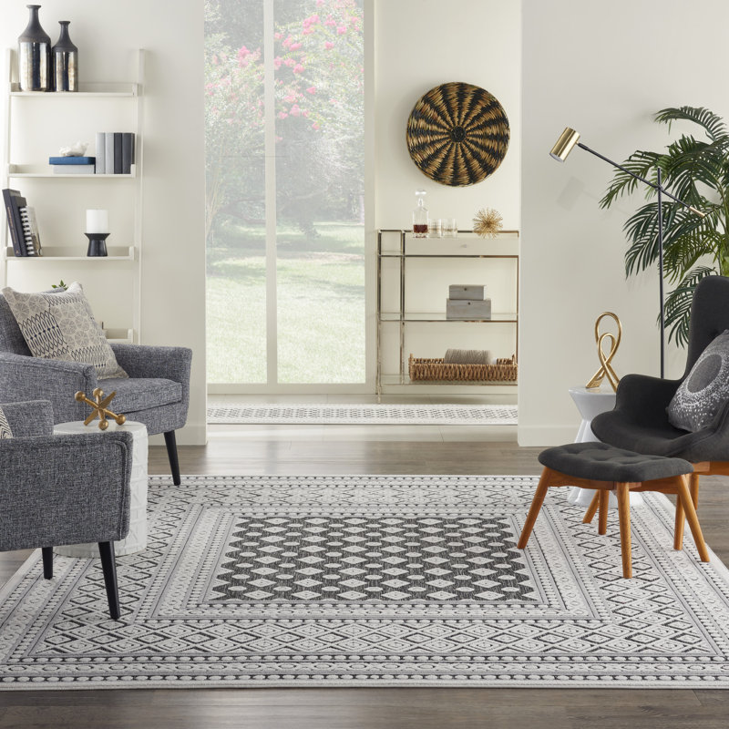 Tapis gris moderne Romelia, Rectangle 8 pi 10 po x 11 pi 10 po