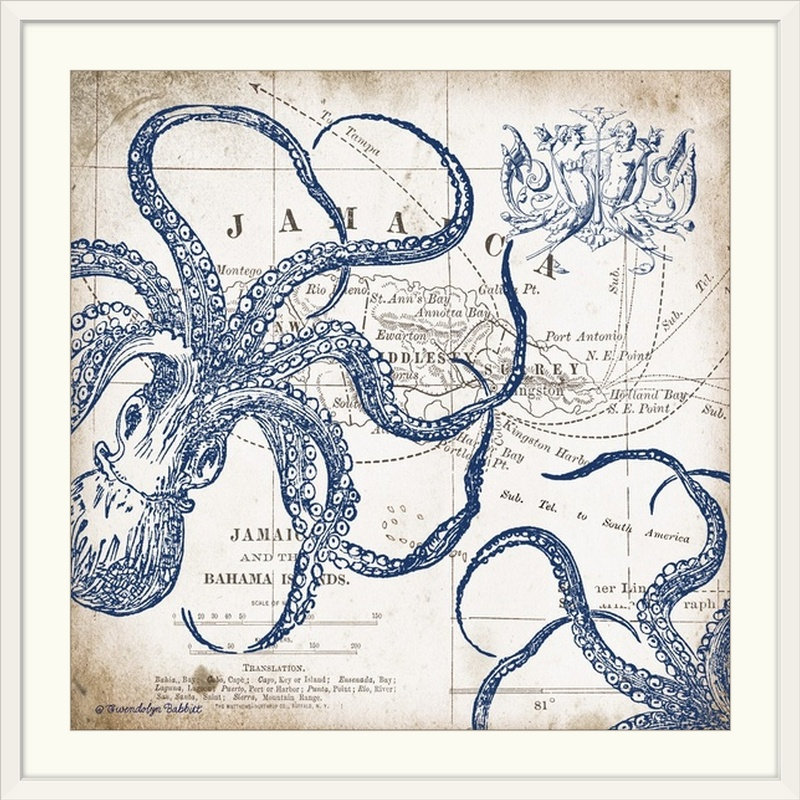 " Octopi II " by Gwendolyn Babbitt, White Frame, 24" H x 24" W x 1" D