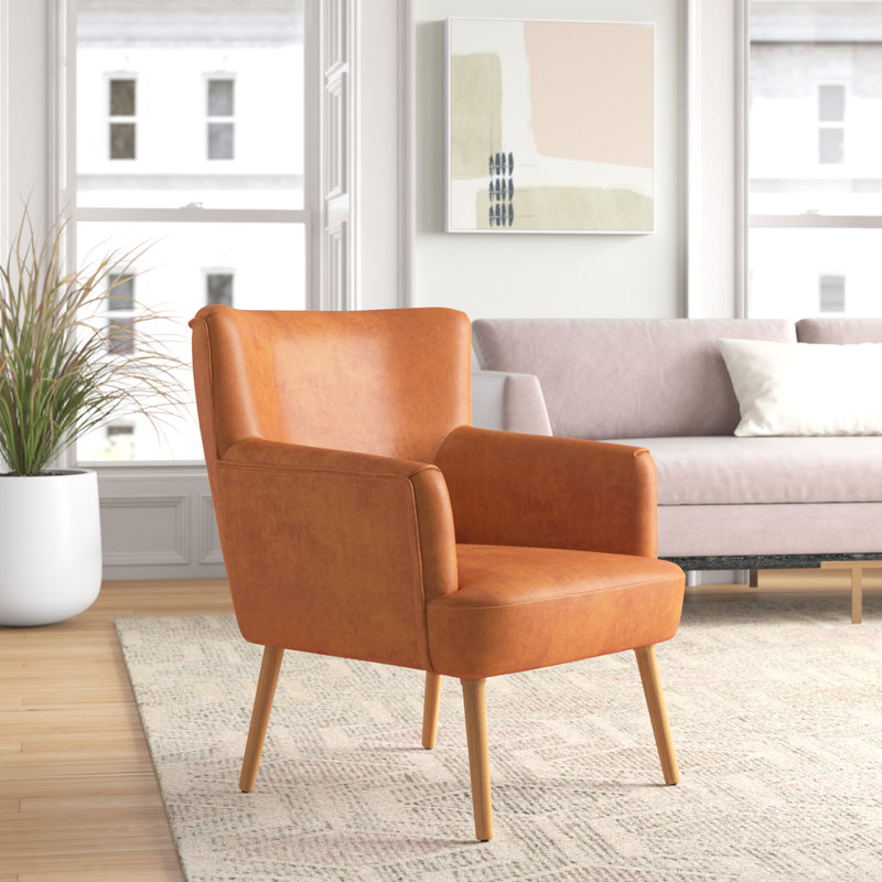 Fauteuil à oreilles Paolini, Similicuir brun