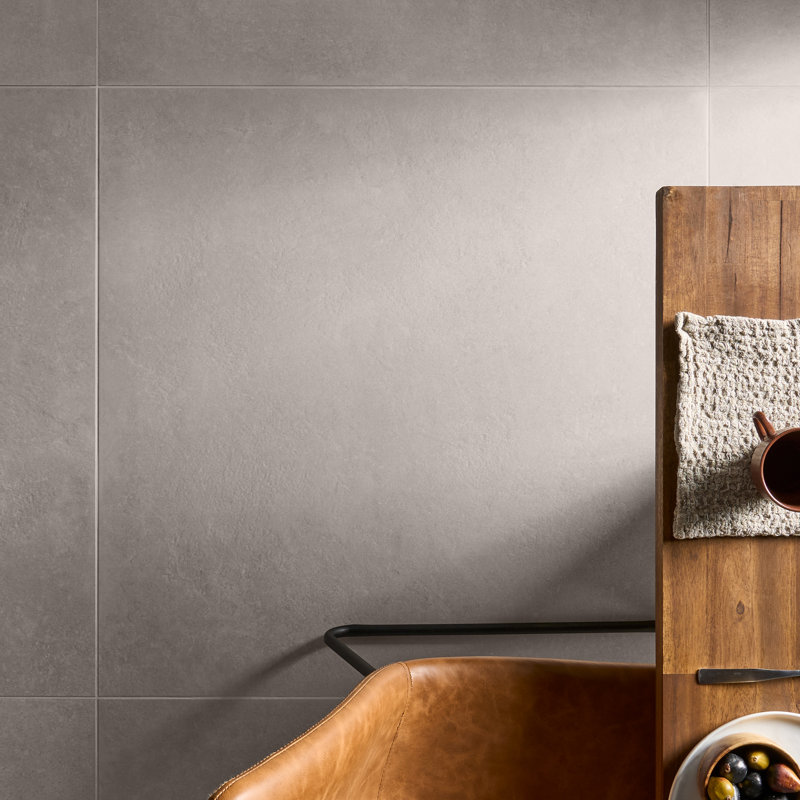 Stoneside 36x36 Matte Porcelain Tile, Linen Warm Gray
