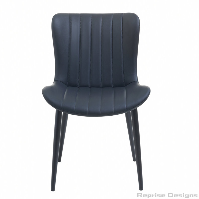 Ensemble de 2 chaises de salle à manger Mid-Century en similicuir, Noir