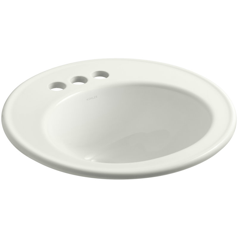 Brookline Circular Drop-In Bathroom Sink with Overflow, Dune, 4'' Centers