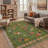 Abrahamson Tribal Geometric Colorful Fish Print Green Indoor Area Rug Machine Washable Non-Slip Backing-128992386