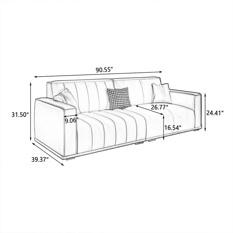 Upholstered " Sofa, L 90,55 po, Polyester vert, Vert