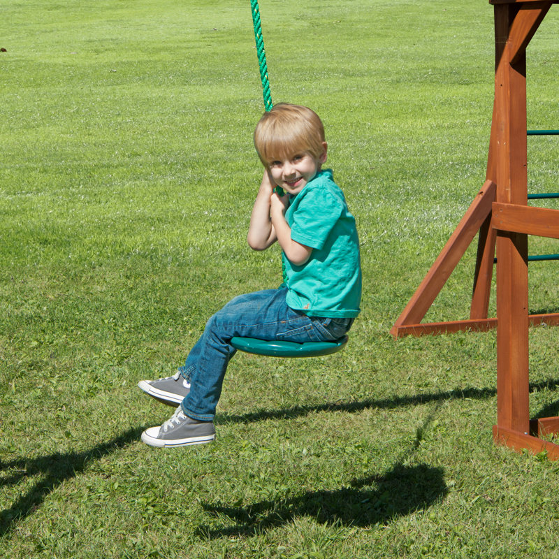 Green Plastic Disc Swing with Rope for Kids