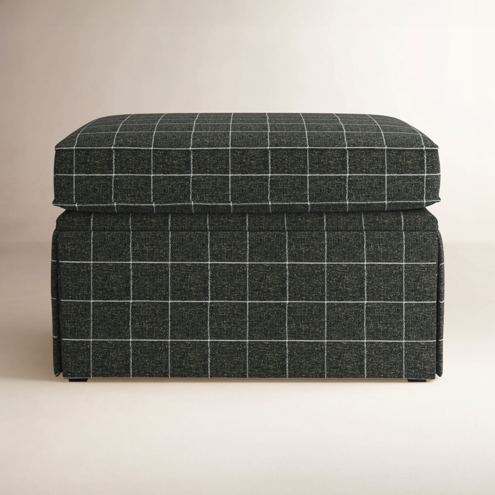 Masset Upholstered Ottoman, Savane 45 Charcoal Plaid