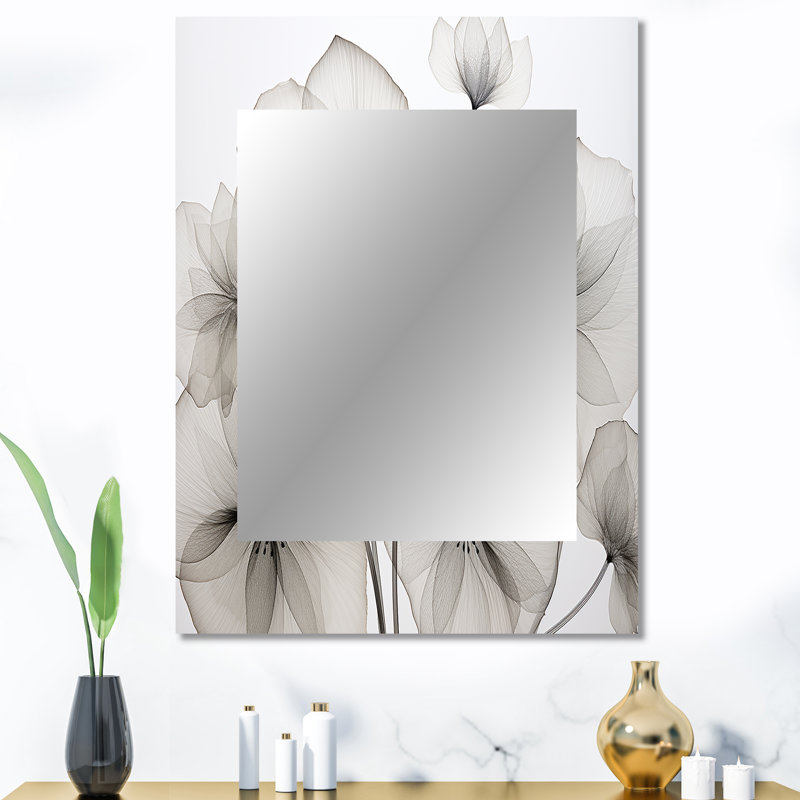 Noir et blanc Morning Glory Speed - grand miroir mural, miroir décoratif traditionnel, impression sur métal, 40 po x 30 po