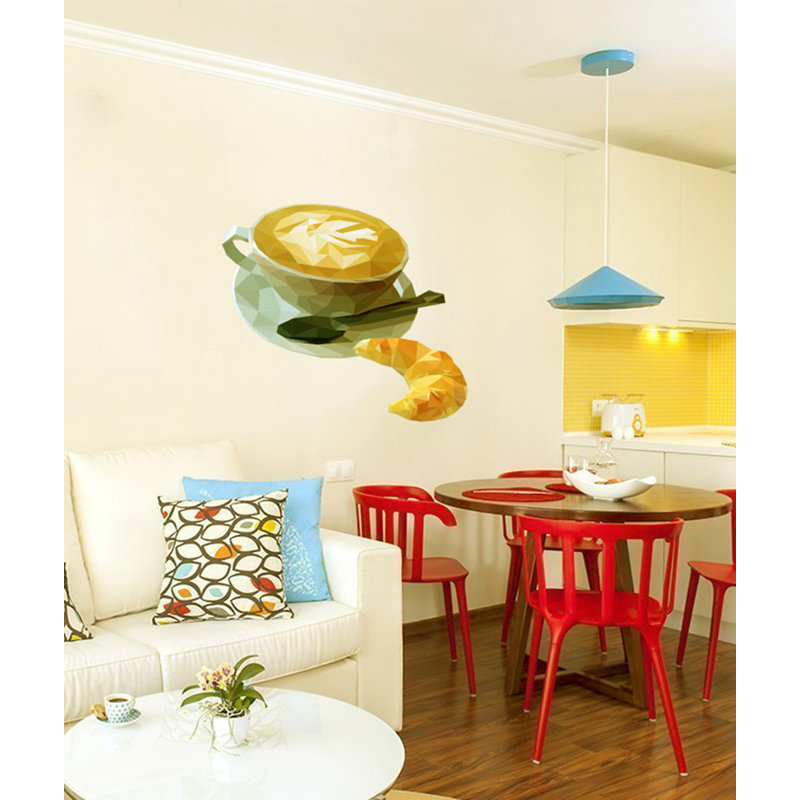 Adhésif décoratif à café polygonal croissant, H 46 po x l 50 po