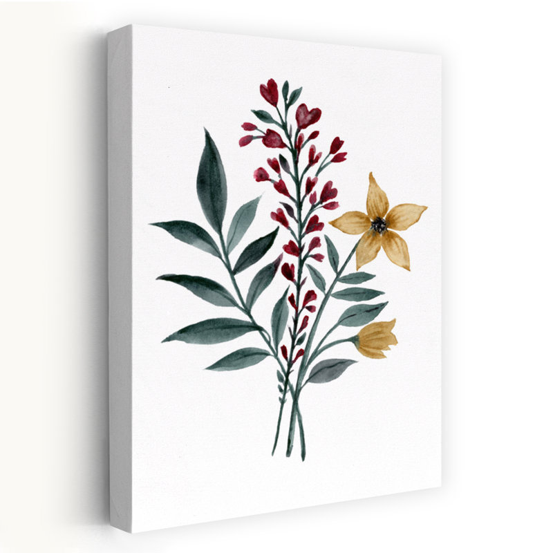 «Rustic Watercolor Florals Delicate Elegant Rustic Flower Nature», art mural, H 36 po x l 24 po