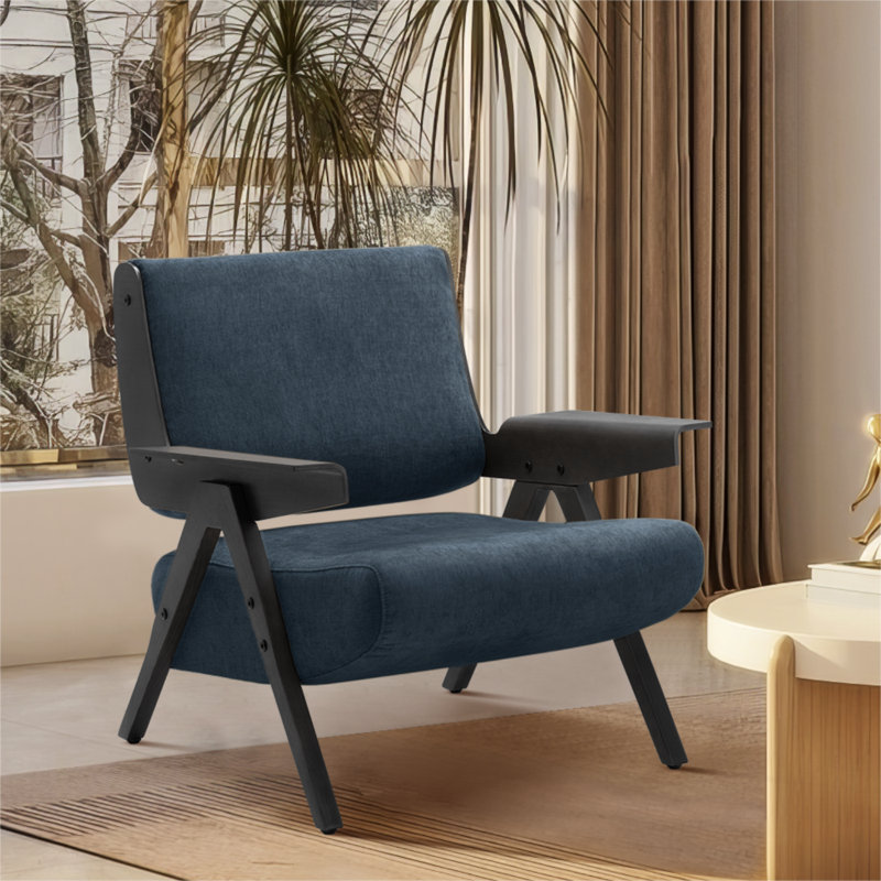 Chaise avec accoudoirs Bernese, Chenille bleu