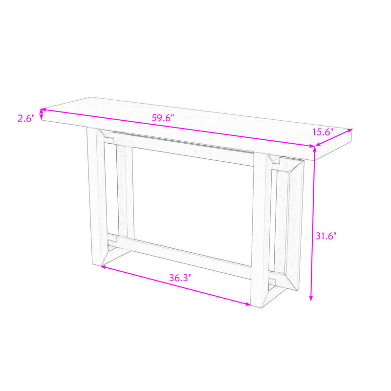 Console de hall d'entrée avec pieds en pin massif et conception triple rectangulaire pour les couloirs, Noir, Noir