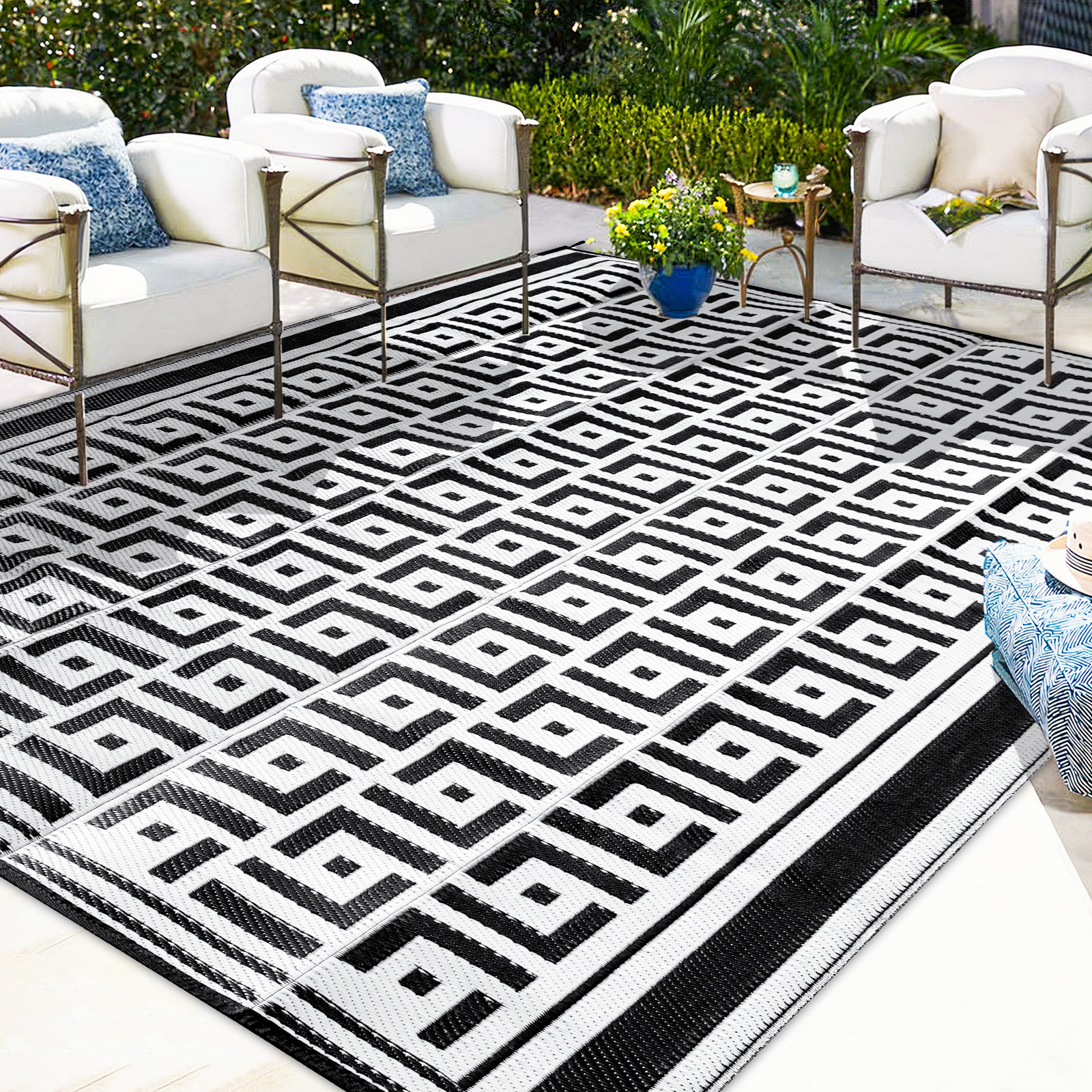 Corrigan Studio® Outdoorlines Outdoor Area Rugs For Patio 5X8 Ft