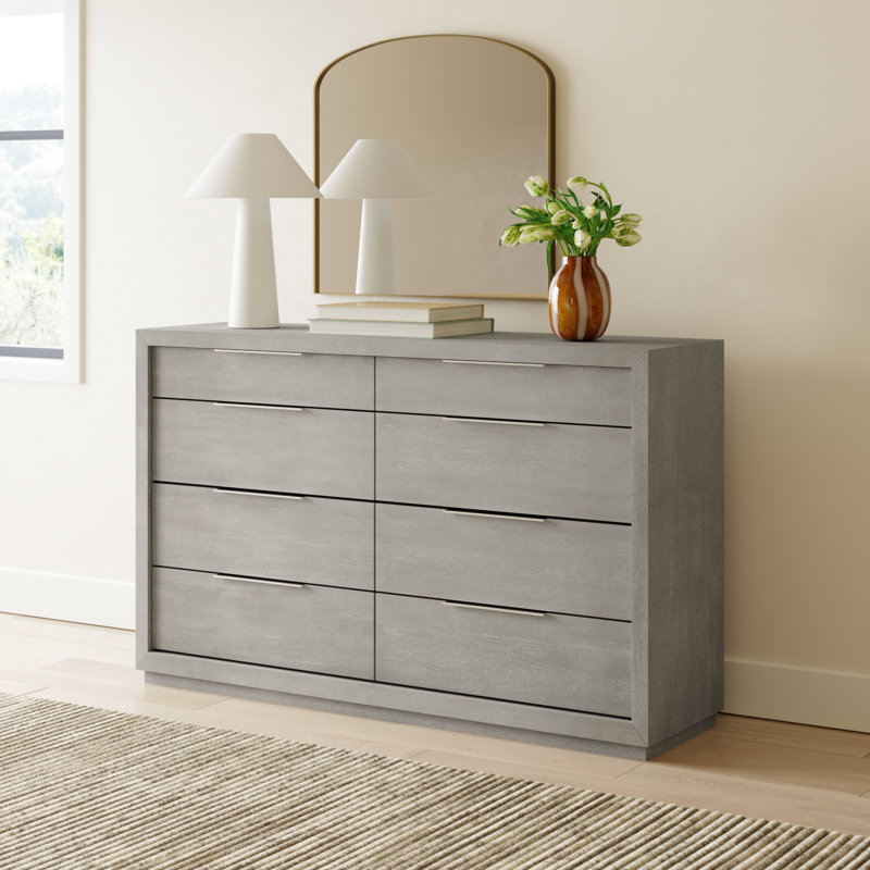 Eloise 64" W Solid + Manufactured Wood Fully Assembled 8-Drawer Dresser, Mineral