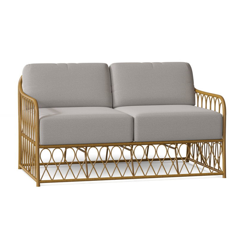 Cane 53.75'' Wide Aluminum Loveseat with Cushions, Impact Vapor Gray Sunbrella®