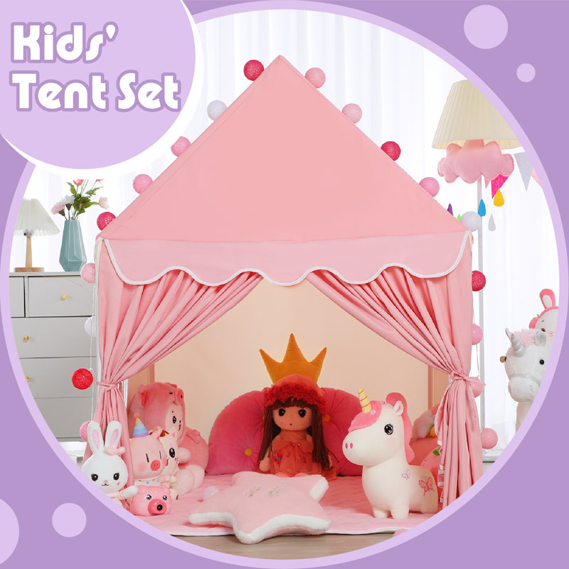 Princess Tent with Mat & Star Lights