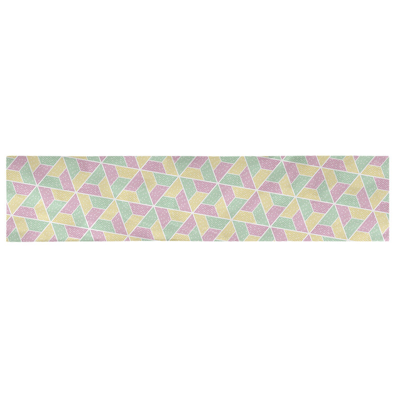 Chemin de table Avicia, 90 po x 16 po, Polyester, Vert, rose et jaune