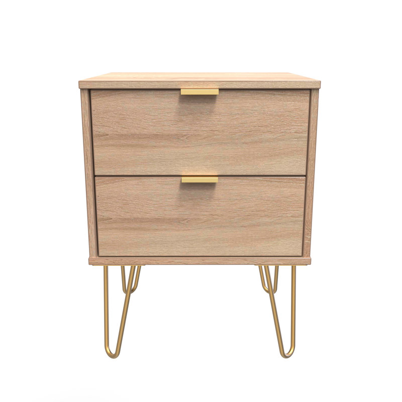 Turah 2 Drawer Bedside Cabinet (Ready Assembled), Bardolino Oak