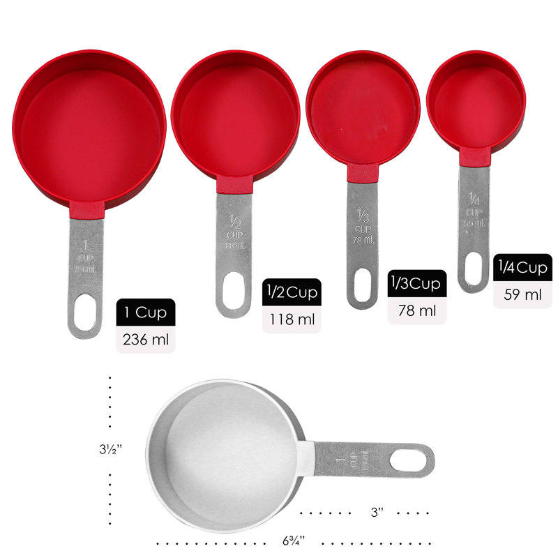 Ensemble de 4 tasses à mesurer, Rouge