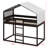 House-Shaped Bunk Bed Wood Frame With Tent-660926517